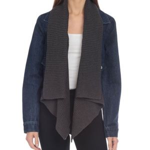 Bagatelle knit drape collar denim jacket NWT